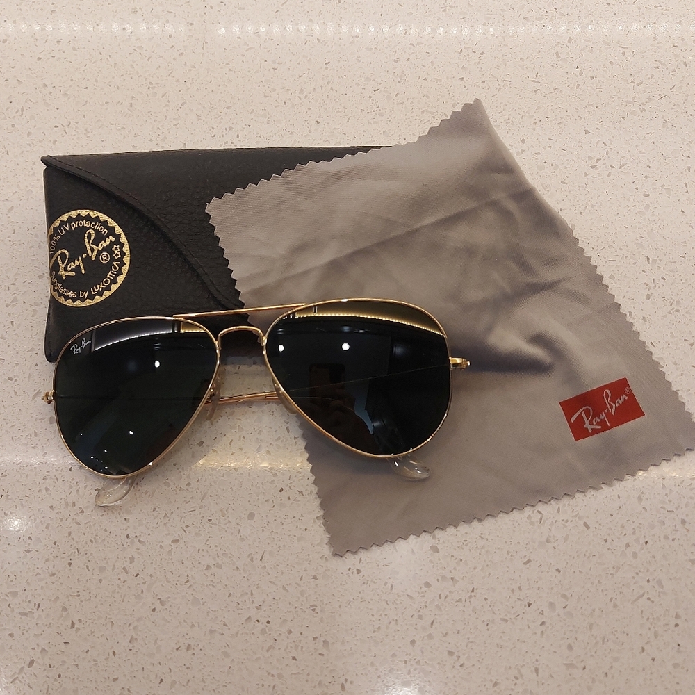 Ray-Ban Gold and Black Aviator Sunglasses